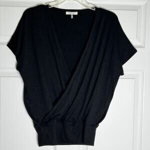 Rag & Bone Short Sleeve Surplice V-Neck Blouse Top Womens Size Small Black Solid